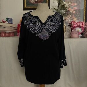 Black long sleeve with paisley design